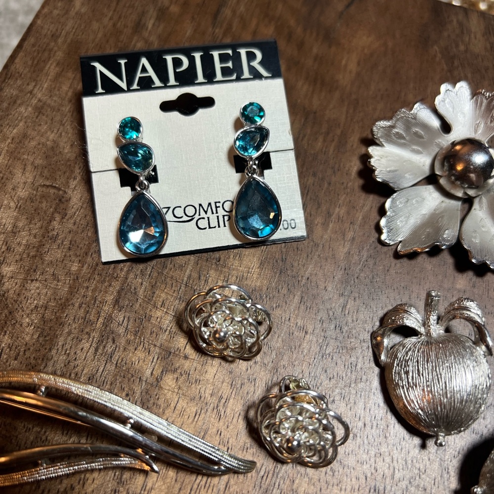 Vintage Silver Tone Jewelry Lot Sarah Cov Napier Monet - Picture 2 of 7